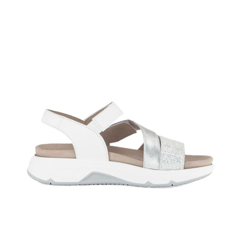 Gabor Rollingsoft Beach Sandals Women's White Silver-1
