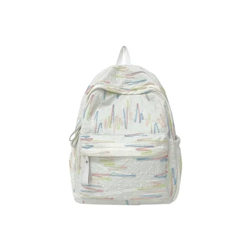 LUVISTRUE Composite Cloth Backpack Women's White/Black/Pink/Yellow