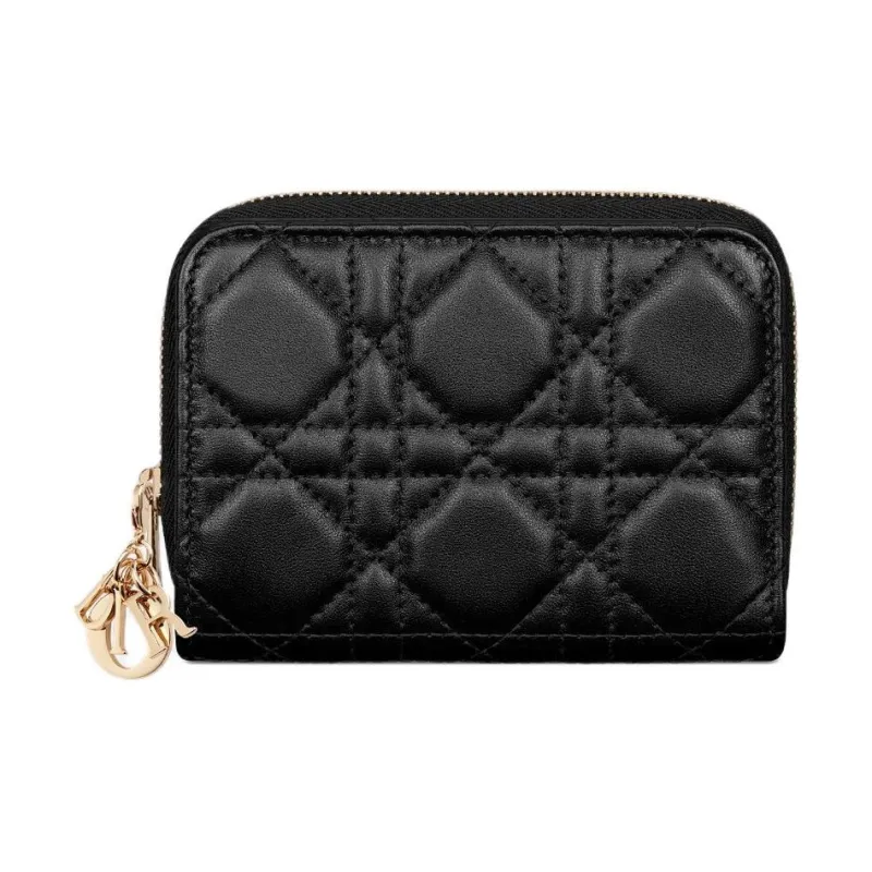 DIOR Lady Dior Lambskin Wallet Women's Black-2