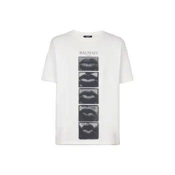 BALMAIN Logo Printed Crewneck T Shirt