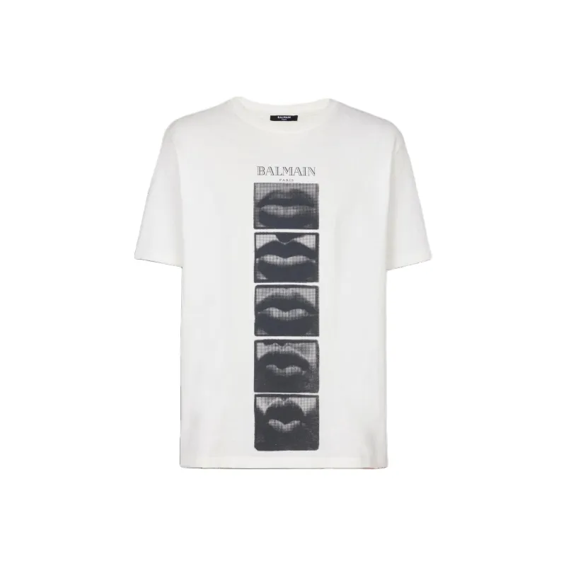 BALMAIN Logo Printed Crewneck T Shirt-0