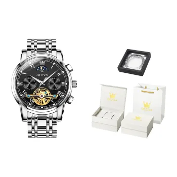 OLEVS Play The Cool Series Mechanical Movement Stainless Steel Watchband Watch Men's Watches White Dial