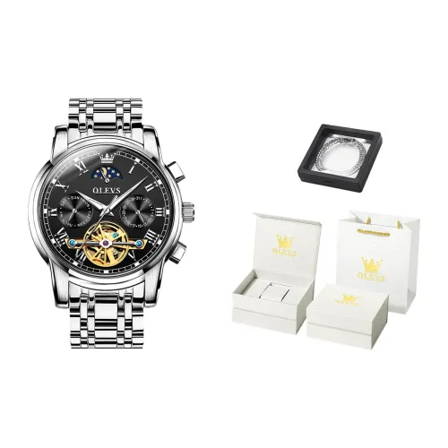 OLEVS Play The Cool Series Mechanical Movement Stainless Steel Watchband Watch Men's Watches White Dial