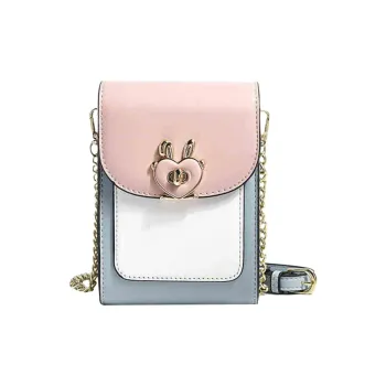 Yalu PU Shoulder Bag, Crossbody Bag Women's Pink/Sky Blue
