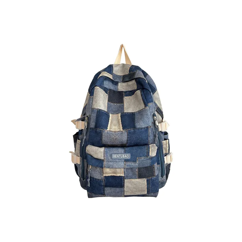 LUVISTRUE Denim Backpack Unisex Pink/Brown/Blue-12