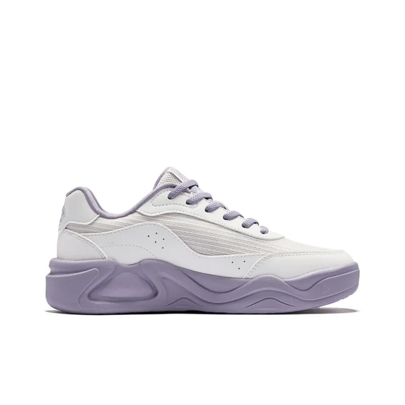 Erke Spring Peach Anti Slip Wear Resistant Low Top Skateboard Shoes Women's Microcrystal White Mineral Purple-1