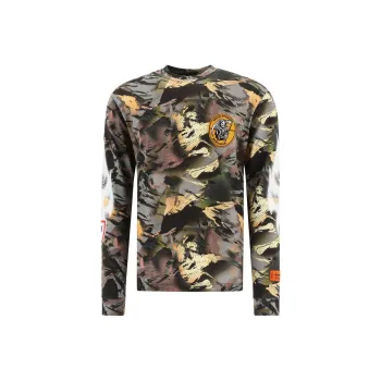 HERON PRESTON Camouflage Print Long Sleeved T Shirt