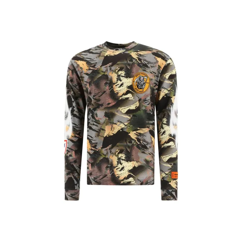 HERON PRESTON Camouflage Print Long Sleeved T Shirt-0