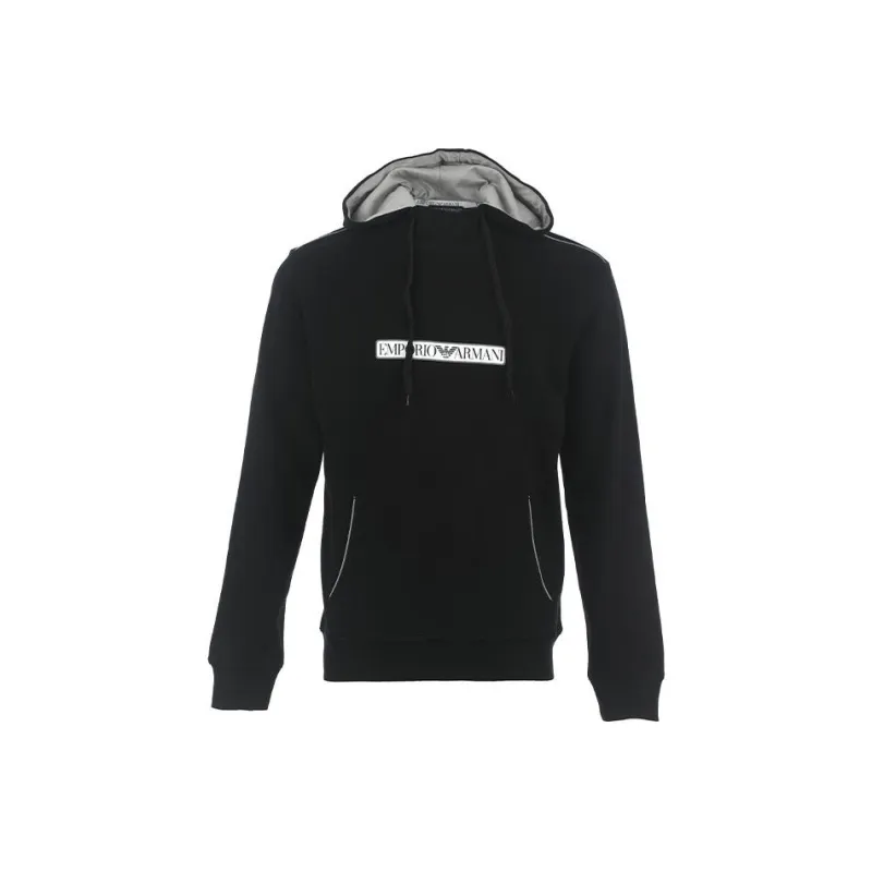 EMPORIO ARMANI Logo print Piped trim Hoodie-6