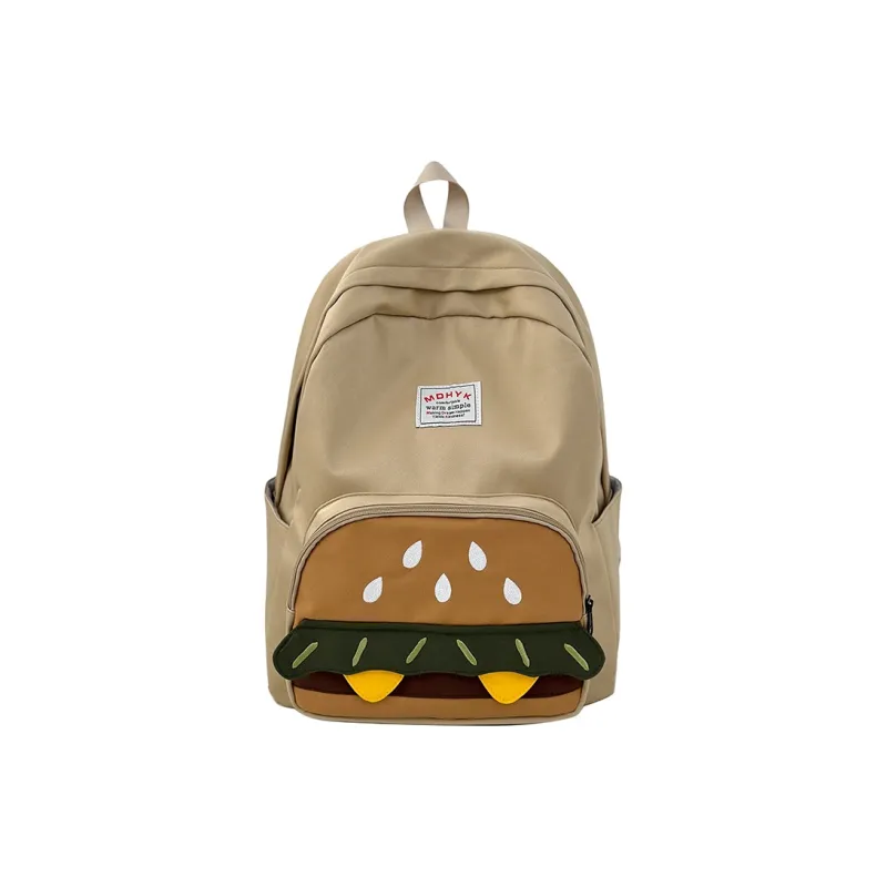 Deli Bear Nylon Backpack Unisex Yellow/White/Brown/Khaki-13