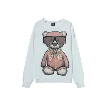 TCH Sweatshirt Unisex White With Pink Logo