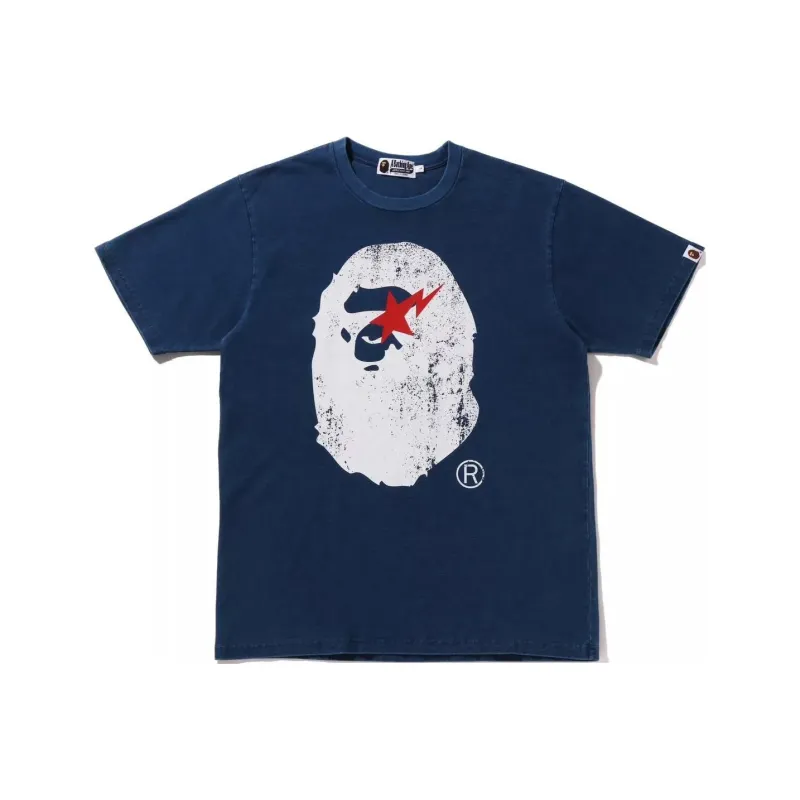 A BATHING APE Head Bapesta Indigo Tee-2