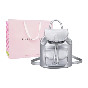 UNITE STAR PU Good Looking Versatile Students Backpack Regular Women's Silver/Black