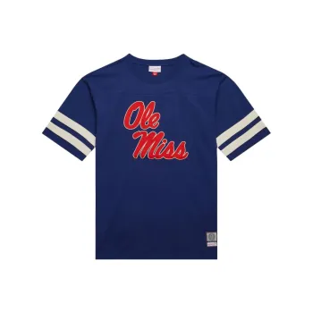 Mitchell & Ness x NCAA Ole Miss Rebels Heavyweight Yoke T Shirt Men's Marine Blue