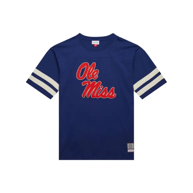 Mitchell & Ness x NCAA Ole Miss Rebels Heavyweight Yoke T Shirt Men's Marine Blue-0