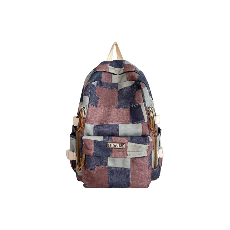 LUVISTRUE Denim Backpack Unisex Pink/Brown/Blue-6