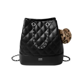 15 MINS Cow Leather With Synthetic Leather Backpack Small Size Women's Midnight Black