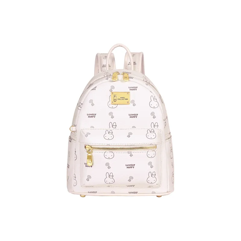 Miffy Synthetic Leather Backpack Women's Ecru/Pink/Brown-0