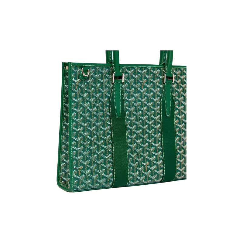 GOYARD Goyardine Canvas With Chevrons Calfskin One Shoulder Crossbody Portable Briefcase Unisex Green-2