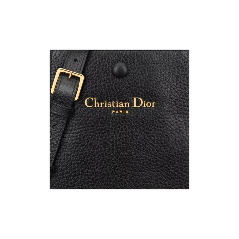 DIOR Calfskin Basket Bag, Bucket Bag, Crossbody One Shoulder Handbag Medium Size Women's Black-4