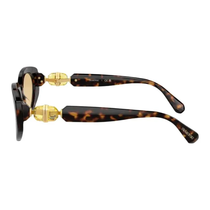 Swarovski Tortoiseshell effect Round frame Sunglasses-2