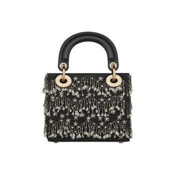 DIOR Lady Dior Calfskin One Shoulder Handbag Mini Women's Black
