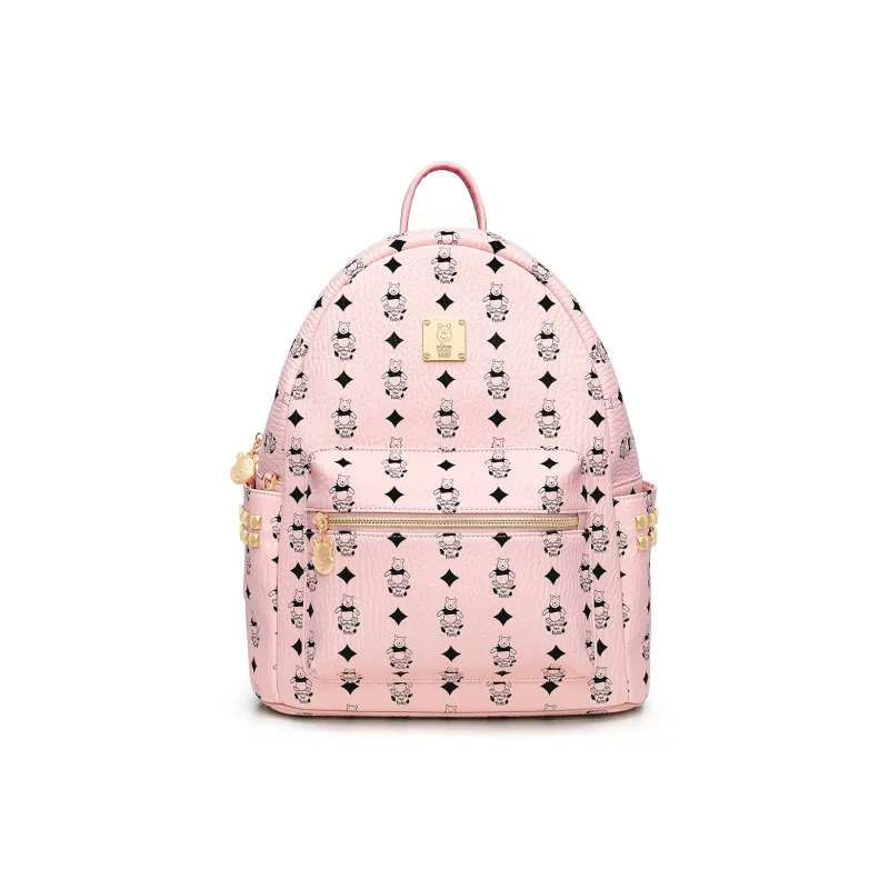 Disney Winnie The Pooh Series PU Backpack Large Size Women's Tan/Pink/White/Black-8