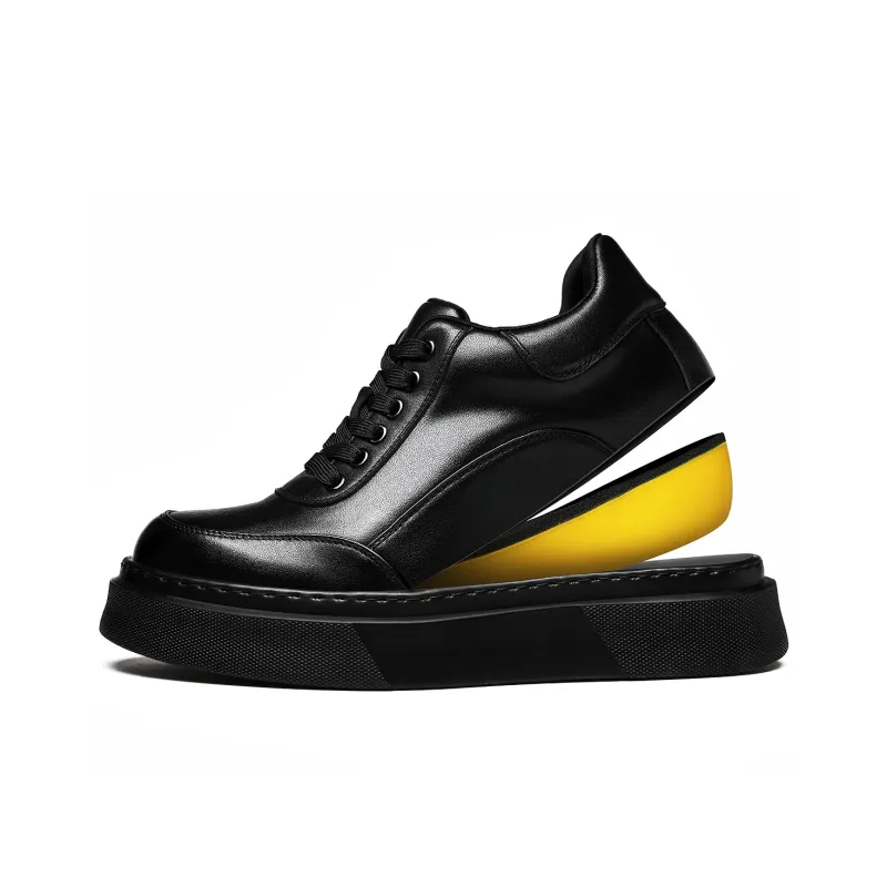 CHINT Cushioning Abrasion Resistant Lightweight Height Increasing Mat Low Top Skateboard Shoes Men's Black-5