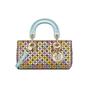 DIOR Lady D Joy Glass One Shoulder Handbag Mini Women's Multicolor