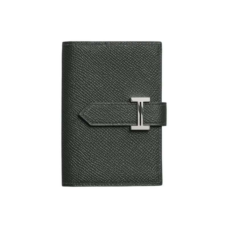 HERMES Bearn Epsom Calfskin Wallet Mini Women's 67 Vert Fonce Dark Green-0
