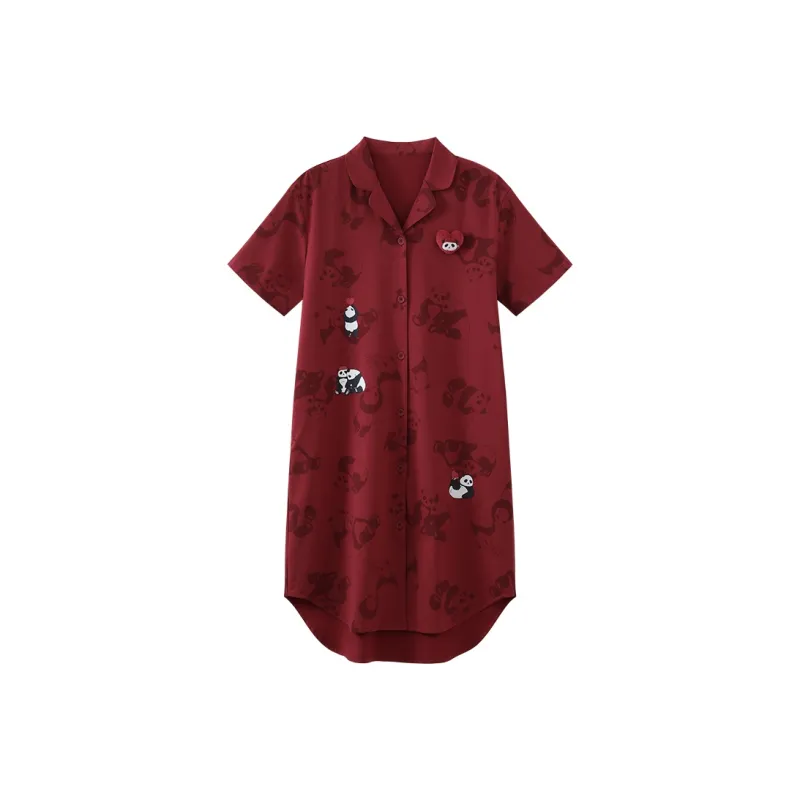 JINGYUN Nightgown Women's Burgundy-0