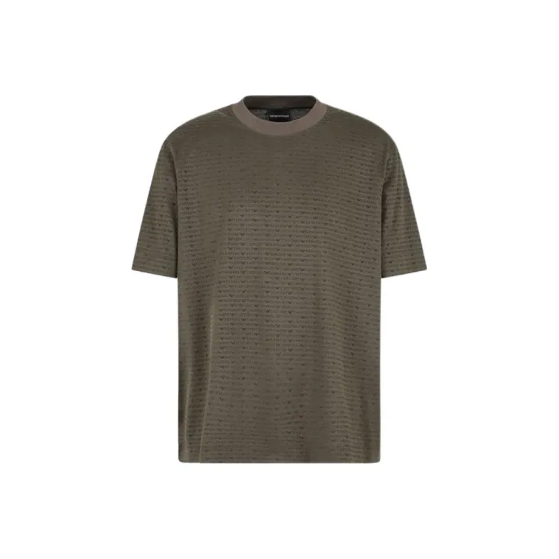 EMPORIO ARMANI Lyocell blend Jersey T shirt With All over Flocked Logo Lettering-0