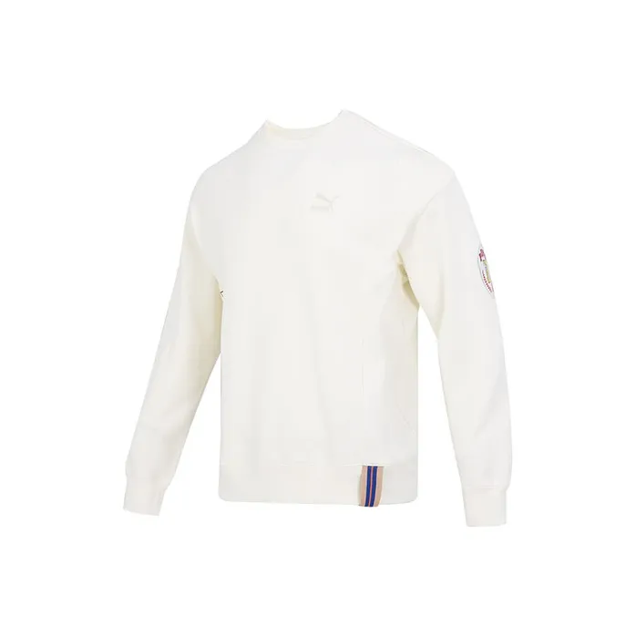 PUMA Team Badge Sweatshirts Men Ecru-0