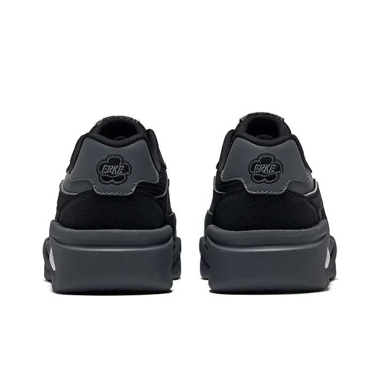 Erke Anti Slip Wear Resistant Low Top Skateboard Shoes Men's Jet Black Carbon Gray-3