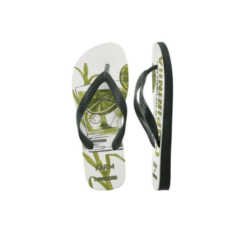 FARM RIO x Havaianas Rubber Sole Abrasion Resistant Flip Flops Women's Olive Green-3