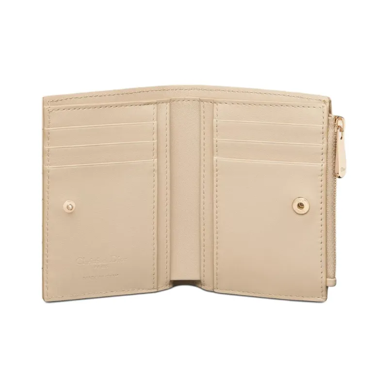 DIOR Lady DiorDahlia Sheepskin Wallet Women's Pink Beige-3