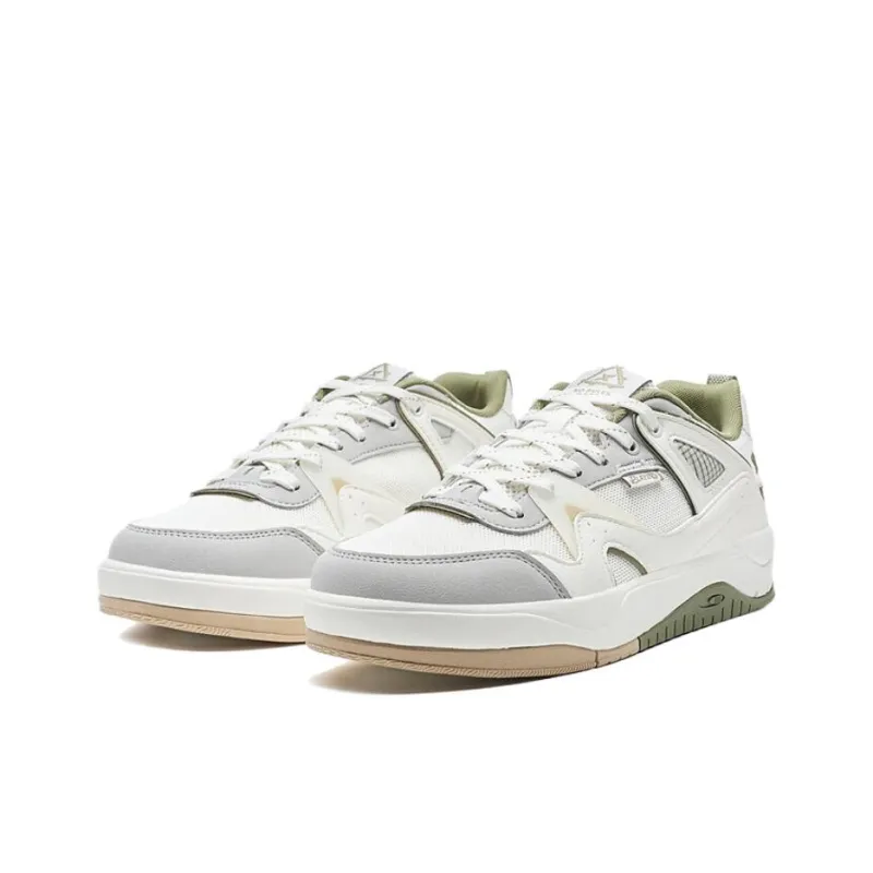 XTEP Coverage Wear Resistant Support Low Top Skateboard Shoes Men's White Gray-2