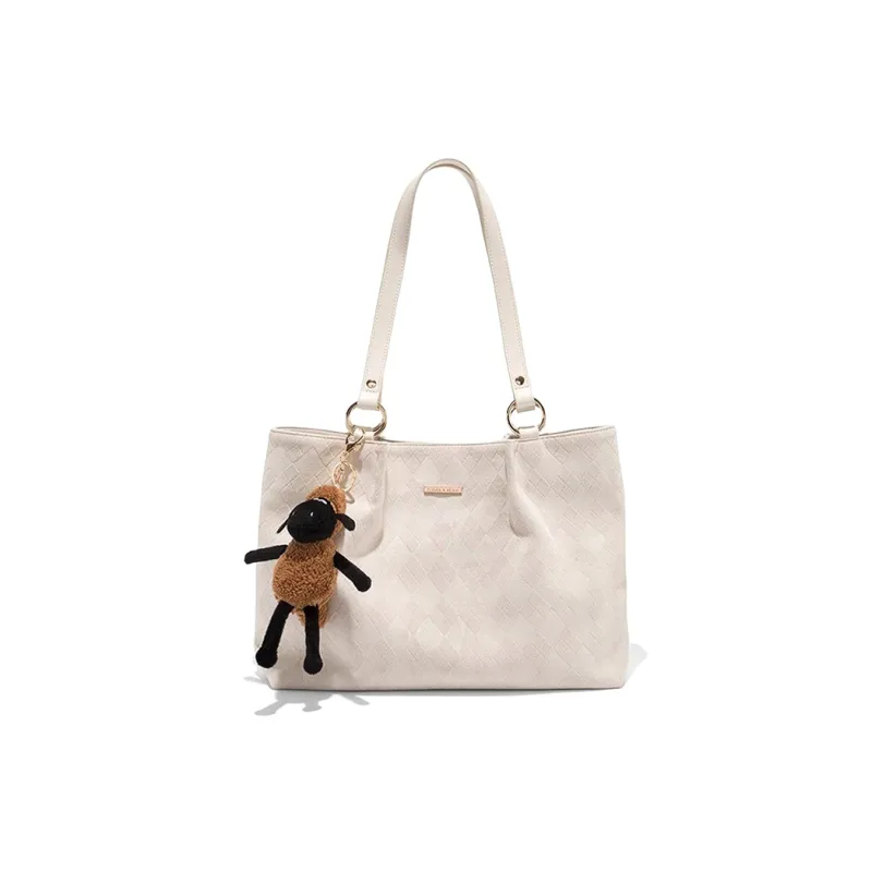 CLEVER& KETCH Suede Tote Bag Shoulder Bag Women's Green/Black/Brown/Purple/Ecru/Red/Blue-11