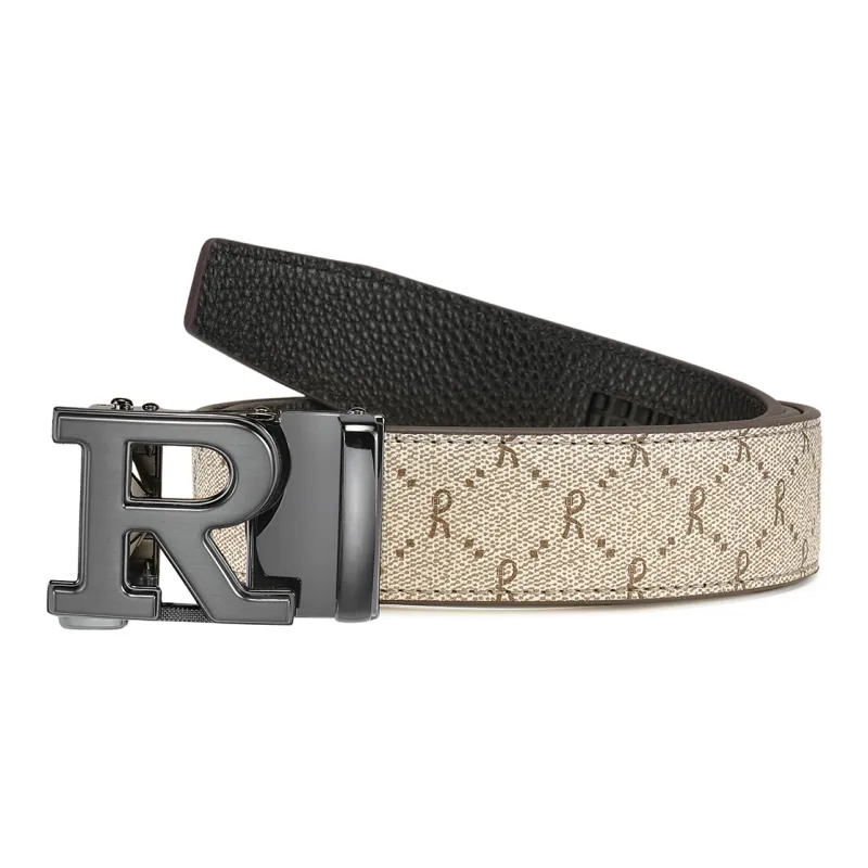 ROBERTA DI CAMERINO PVC Leather Belts Men's Apricot Width 3.45cm, Free Greeting Card Writing And Photo Printing-5