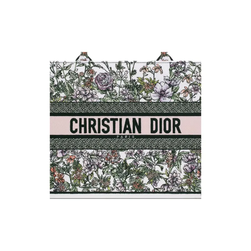 DIOR BookTote Cotton Tote Bag, Shopping Bag, Shoulder Bag, Handbag Medium Size Women's White & Multicolor-4