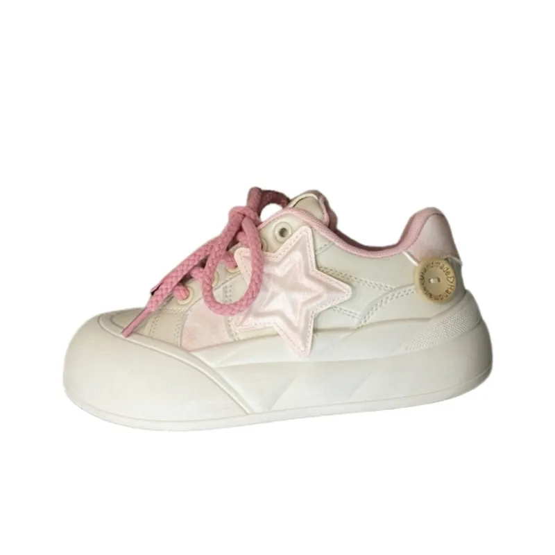 BINGO DUCK Coverage, Breathable, Height Increasing Low Top Skateboard Shoes Women's Light Pink-3