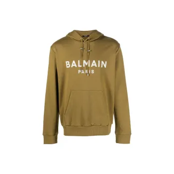 BALMAIN Logo Printed Drawstring Hoodie