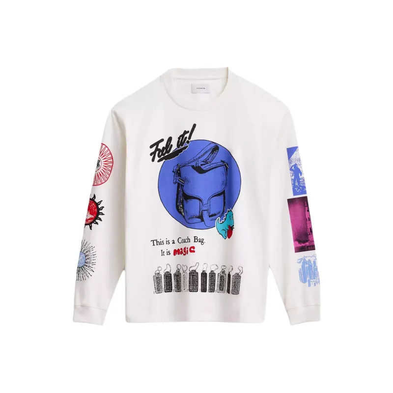 COACH Graphic Long Sleeve In Organic Cotton T Shirt Unisex White-0
