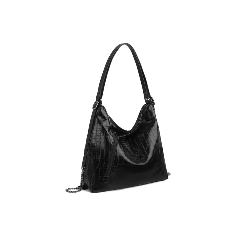 JIEXINI PU Shoulder Bag Regular Women's Black/Brown-1