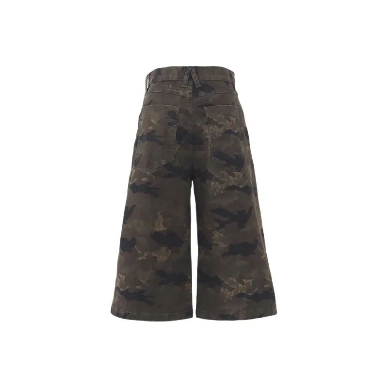 ZXZA Denim Shorts Women's Camouflage-1