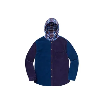Supreme Hooded Color Blocked Corduroy Shirt