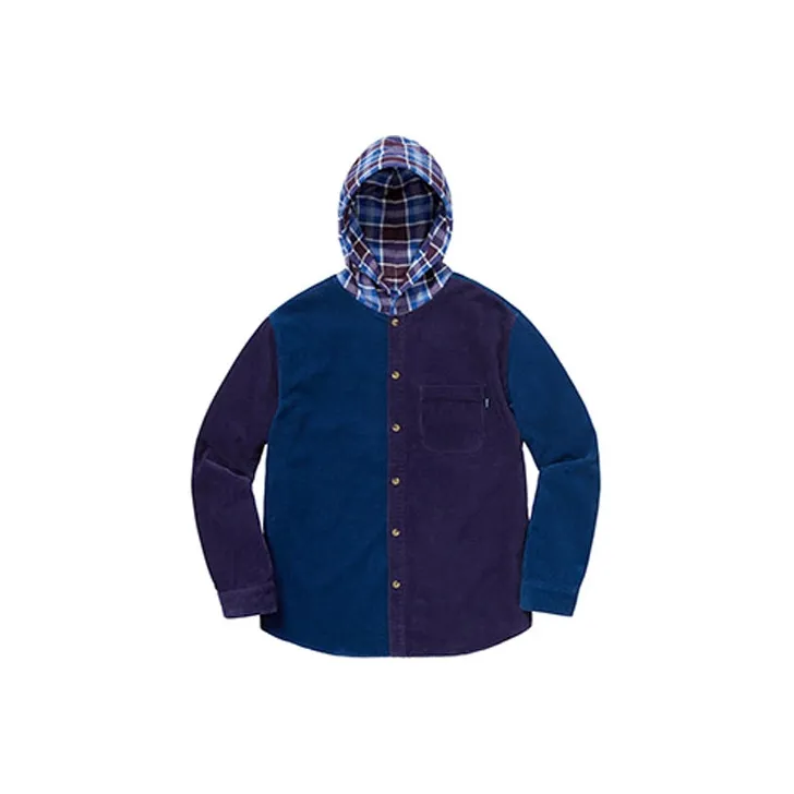 Supreme Hooded Color Blocked Corduroy Shirt-0