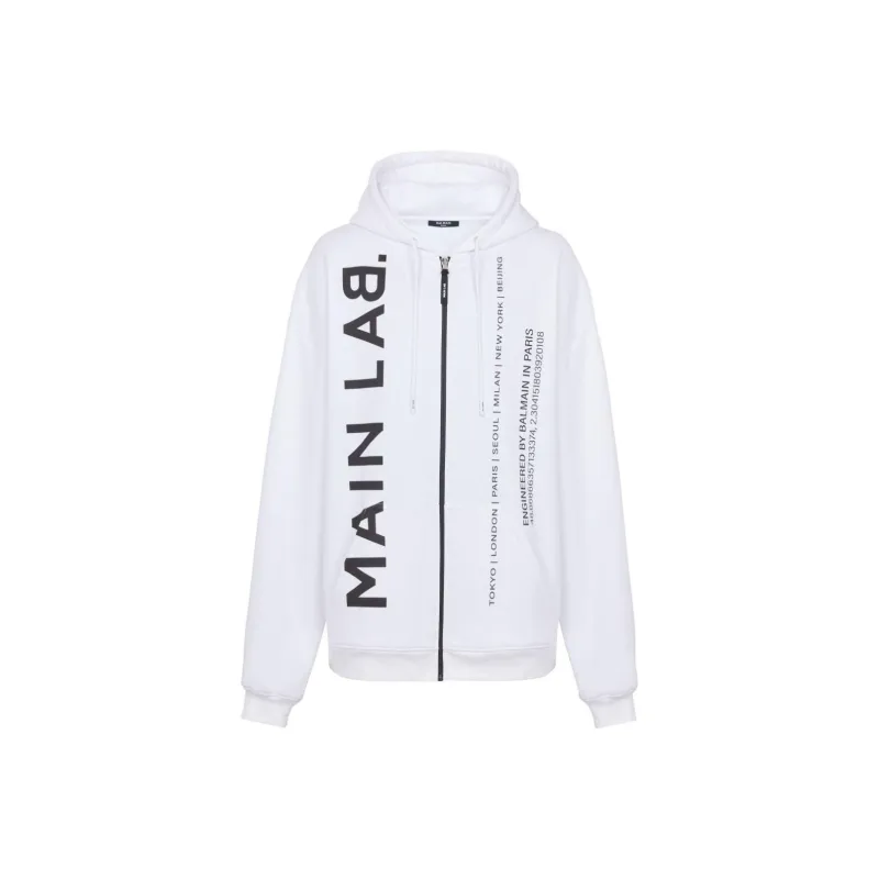 BALMAIN Slogan-print Zip-up Hoodie-0