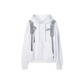 Off- Backpack-Print Drawstring Hoodie