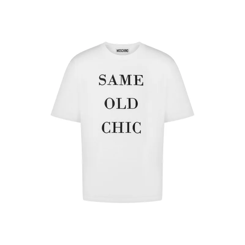 MOSCHINO Slogan Printed Crewneck T Shirt-0